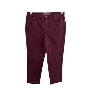 Gloria Vanderbilt Amanda High Rise Tapered Jean Burgundy Sz 14 Petite Classic